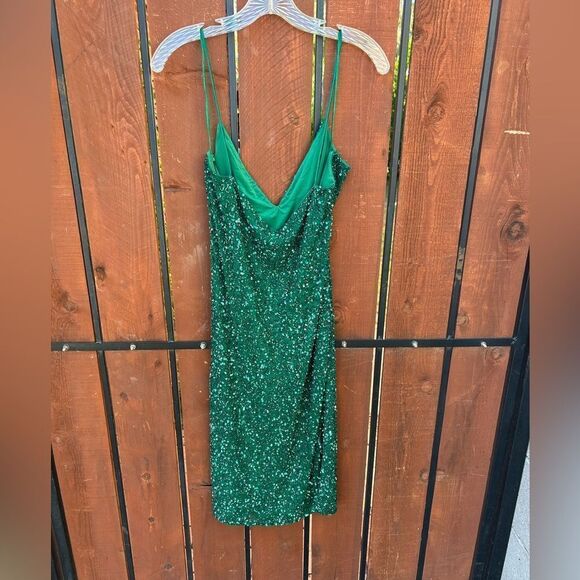 RETROFETE Billie Sequin MIDI V Neck Dress size XXL Emerald Green - Picture 4 of 7
